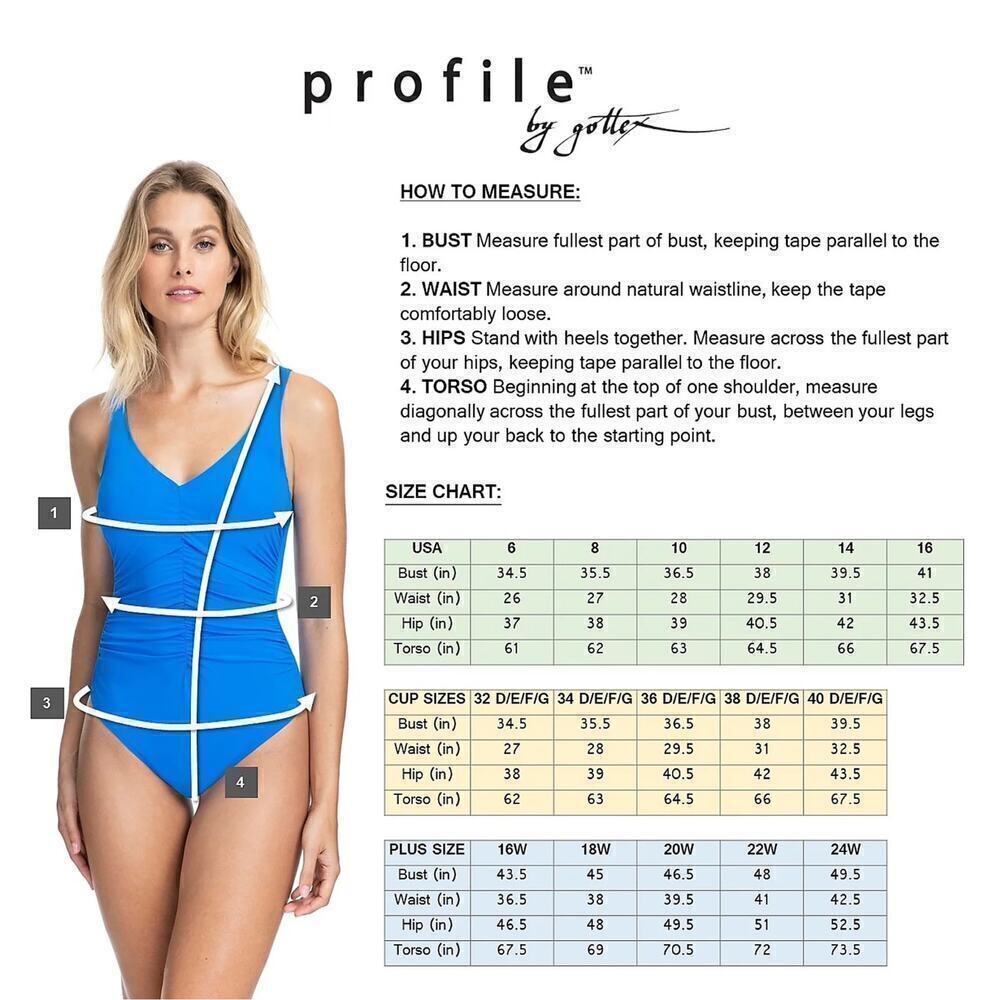 New! Profile By Gottex Plus Shalimar Lace Tummy Control One-Piece Swimsuit - Picture 6 of 6